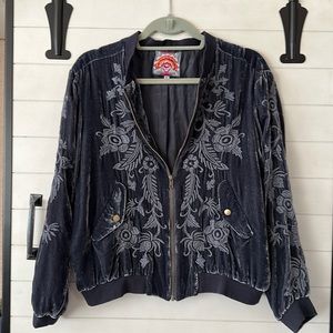 Johnny Was Size M Velvet Bomber Jacket